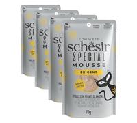 Schesir Special Exigent, Filetti di Pollo con Anatra in Mousse, Alimento Umido Completo per Gatti, in Busta, Grain Free, Alto Contenuto di Proteine, Fonte di Idratazione, 12 x 70g (Confezione da 4)
