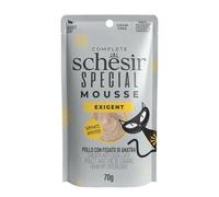 Schesir Special Exigent, Filetti di Pollo con Anatra in Mousse, Alimento Umido Completo per Gatti, in Busta, Grain Free, Alto Contenuto di Proteine, Fonte di Idratazione, 12 x 70g
