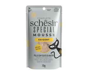 Schesir Special Exigent, Filetti di Pollo con Anatra in Mousse, Alimento Umido Completo per Gatti, in Busta, Grain Free, Alto Contenuto di Proteine, Fonte di Idratazione, 12 x 70g