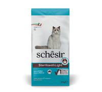 Schesir, Cibo Secco per Gatti Adulti Sterilizzati o in Sovrappeso Linea Light al Gusto Pesce, in Crocchette - Formato Sacco da 10 kg