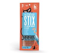 Schesir Stix, Gusto Salmone, Snack complementari e cremosi per gatti (12 confezioni da 6 snack)