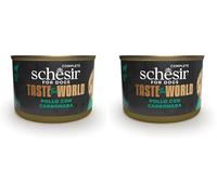 Schesir Taste the World, gusto Pollo e Carbonara, Cibo Umido Completo per cani (lattine 8 da 150g) (Confezione da 2)