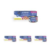 Schesir, Tonnetto con Alicette in Brodo, Alimento Umido Completo per Gatti, in Lattina, Con Vitamine Aggiunte, 100% Naturale, 6 x 85g (Confezione da 4)