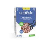 Schesir, Tonnetto con Alicette in Gelatina, Alimento Umido Completo per Gatti, in Busta, Con Vitamine Aggiunte, 100% Naturale, 6 x 85g