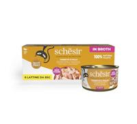Schesir, Tonnetto con Manzo in Brodo, Alimento Umido Completo per Gatti, in Lattina, Con Vitamine Aggiunte, 100% Naturale, 6 x 85g