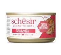 Schesir Veterinary Solutions Gastro Intestinal, Tonnetto con Pesce Bianco in Fiocchi, Alimento Umido Dietetico per Gatti Adulti, Supporto Digestione e Convalescenza, 8 x 80 g