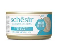 Schesir Veterinary Solutions, Weight Control, Mousse al Pollo con Tilapia, Alimento Umido Dietetico, Riduzione dell'Eccesso di Peso Corporeo, 8 x 80 g
