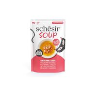 Schesir, Zuppa con Filetti di Salmone e Carote, in busta, Cibo Umido Complementare per Gatti,Ricetta Originale, 100% Naturale, Cruelty Free, 12 x 40g
