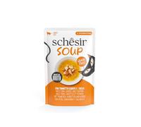 Schesir, Zuppa con Filetti di Tonno con Carote e Zucca, in busta, Cibo Umido Complementare per Gatti, Ricetta Originale, 100% Naturale, Cruelty Free, 12 x 40g