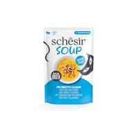 Schesir, Zuppa con Filetti di Tonno e Calamari, in busta, Cibo Umido Complementare per Gatti, Ricetta Originale, 100% Naturale, Cruelty Free, 12 x 40g