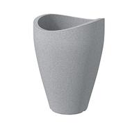 Scheurich Wave Globe High 67 - Vaso per fiori rotondo in plastica riciclata, per esterni, colore: grigio Stony