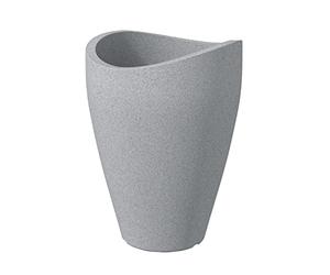 Scheurich Wave Globe High 67 - Vaso per fiori rotondo in plastica riciclata, per esterni, colore: grigio Stony