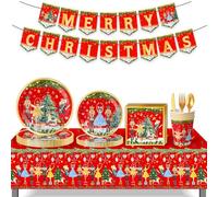 Schiaccianoc Stoviglie Per Feste, Stoviglie Di Carta Di Natale, Tovaglioli, Piatti Di Carta, Tovaglia, Schiaccianoci, Set Da Tavola Di Cart-a Per Forniture Natalizie