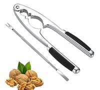 Schiaccianoci Acciaio Inox,Cracker Sheller Noce Pinze,Schiaccianoci Clip con Manico in Silicone,Nut Sheller Tool con 1 Forchette in Acciaio Inox