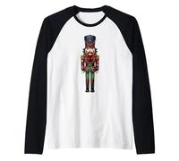 Schiaccianoci Christmas Soldier Festive Tartan Plaid Classico Maglia con Maniche Raglan