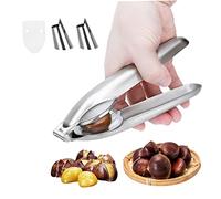 Schiaccianoci, clip per castagne, schiaccianoci, pinza per aprire noci in acciaio inossidabile con pelapatate e protezione per il pollice, argento, 4 pezzi