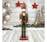 Schiaccianoci di Natale 60cm in legno Soldato con corona e scettro di colore rosso e verde Wisdom