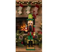 SCHIACCIANOCI di Natale in Legno Uomo con Cappello Uva e Bottiglia 36 cm