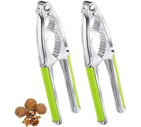 Schiaccianoci in Acciaio Inox 2 Pezzi - Rompinoci Manuale con Manico Antiscivolo, Schiaccia Noci e Mandorle, Apri Castagne e Pistacchi, Utensile Cucina in Metallo Patelai Verde