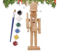 Schiaccianoci in legno non dipinto, decorazioni in legno, set da pittura Schiaccianoci | Personaggi dipinti Schiaccianoci con 1 pennello, sei griglie, dipingi i i tuoi personaggi Schiaccianoci per