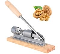 Schiaccianoci multiuso in acciaio inox con base in legno, robusto strumento per la pulizia delle noci per la cucina, 20 cm