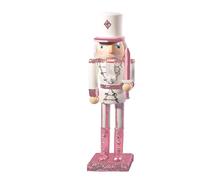 Ciao Schiaccianoci Natale Soldatino con alabarda (24cm) in legno glitterato, rosa/bianco