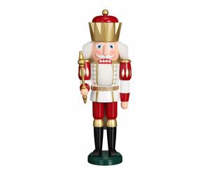 Schiaccianoci ré bianco e rosso, 40 cm di altezza, originale Monti Metallifer...