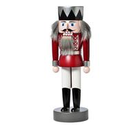 Schiaccianoci Re Rosso 25 CM Nuovo Figura IN Legno Erzgebirge Noci Crepa