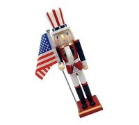 Schiaccianoci Soldato Legno Schiaccianoci Burattino Ornamento Desktop per Giorno dell'Indipendenza e Memorial Day Home Display Bandiera Display