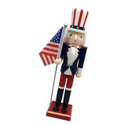 Schiaccianoci Soldato Legno Schiaccianoci Burattino Ornamento Desktop per Giorno dell'Indipendenza e Memorial Day Home Display Bandiera Display
