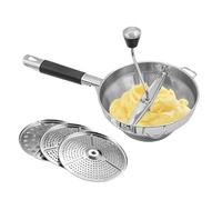 Schiacciapatate - Acciaio inossidabile - Tritatutto a mano in acciaio inox per uso alimentare, con 3 fette intercambiabili per la preparazione dei pasti, aglio e carote