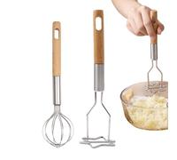 Schiacciapatate, frusta manuale con impugnatura in legno, efficiente, per patate, fagioli, frutta, pratico gadget da cucina per cucinare e cuocere tutti i giorni