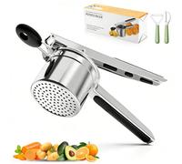 Schiacciapatate in Acciaio Inox con 4 Dischi e Pelapatate - Pressa per Patate Robusta e Professionale, per Purè, Gnocchi e Pappa per Bambini - Heavy Duty, Lavabile in Lavastoviglie