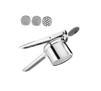 Schiacciapatate manuale in acciaio inox con manico in silicone e 3 dischi intercambiabili(Gray)