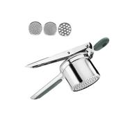 Schiacciapatate manuale in acciaio inox con manico in silicone e 3 dischi intercambiabili(Green)