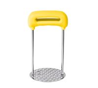 Schiacciapatate manuale per patate, verdure, uova, in acciaio inox, con manico ergonomico antiscivolo, 12,5 x 7,2 x 7,2 cm, utensile da cucina, giallo