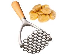 Schiacciapatate portatile, con manico confortevole, in metallo professionale, per hamburger, tritacarne macinato, per uso a lungo termine, robusto realizzato in robusta lega di alluminio e legno di