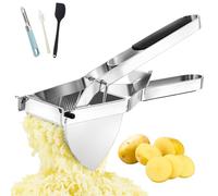 Schiacciapatate Professionale in Acciaio Inox, Grande Pressa Patate e Passaverdure con Manico in Silicone Antiscivolo, Ideale per Purè, Gnocchi, Passatelli e Pappe, Robusto & Lavabile in Lavastoviglie