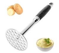 Schiacciapatate Schiaccia patate in Acciaio Inox 316 con Manico Ergonomico in Legno, 25,6 x 8,5 cm Professionale Potato Masher Gadget Cucina per Purè di Patate, Frutta e Verdura