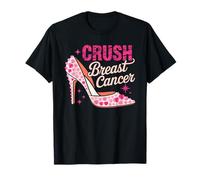 Schiacciare Il Cancro al Seno Tacchi Alti Rosa Guerriero della consapevolezza del Cancro Maglietta