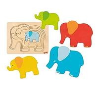 Schichtenpuzzle Elefant: 17,5 x13,5 x 1,7 cm, Holz, 5 Schichten, 5 Teile, per Stück