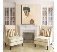 Schiele autoritratto camicia righe quadro stampa tela dipinto telaio arredo casa