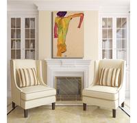 Schiele nudo maschile appoggiato quadro stampa tela dipinto telaio arredo casa