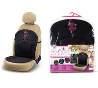 Schienale Coprisedile Anteriore per Auto "My Flower Swivel" Nero con Fiori Rosa