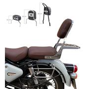 Schienalino con portapacchi e cuscino marrone compatibile con Royal Enfield Classic 350 > 2022 (Cromato Alto)