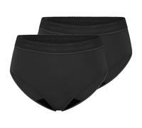 Schiesser Biancheria mestruale da Donna, Confezione da 2 Pezzi, Taglio Comodo, a Prova di perdite, Care, Nero_183581, 44