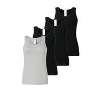 Schiesser Canottiera intima da donna, confezione da 4 pezzi, 4 canottiere moderne multipack nero e grigio, 42