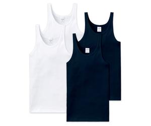 Schiesser Canottiera Uomo 4er Pacco - senza Maniche,Cotone Essentials,a Costine