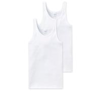 Schiesser Canottiera Uomo - Cotone Base, Feinripp, Doppelripp, Bianca