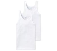 SCHIESSER Canottiera Uomo - Cotone Basic, Fine Righe, Doppia Righe, Bianco